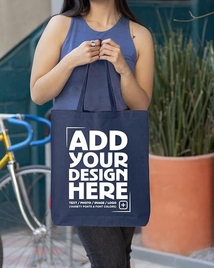 shop4ever Personalized Custom Design Your Own Eco Cotton Tote Reusable Shopping Bag Customizable Gift