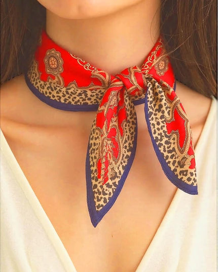 kcctoo 27.5" Mulberry Silk Feeling Head Scarf Women's Fashion Square Neck Satin Scarfs for Bag Hair Scarves Gift