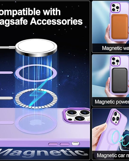 Hython Case for iPhone 14 Pro Max Case Magnetic Translucent Matte Phone Cases 6.7" [Compatible with MagSafe] Thin Slim Fit Shockproof Bumper Hard Protective Cover for Women Men Girls, Light Purple