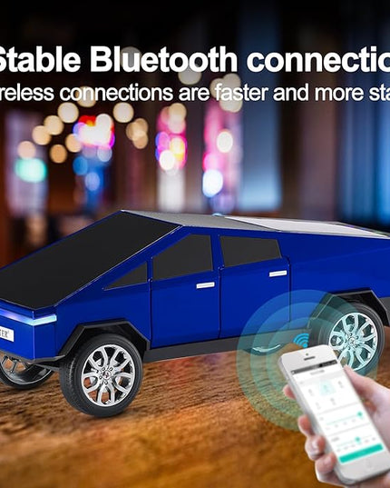 Solar-Powered car-Shaped Bluetooth Speaker, Portable Wireless Stereo, high-Definition Sound Quality, TWS Dual-Ear Pairing, Truck-Shaped Speaker, Suitable for Home, Office and Gift (Blue)