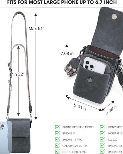 POIUGOYA Small Crossbody Bags for Women Trendy,Leather Triple Compartment Cell Phone Crossbody Wallet Purses with Card Slots