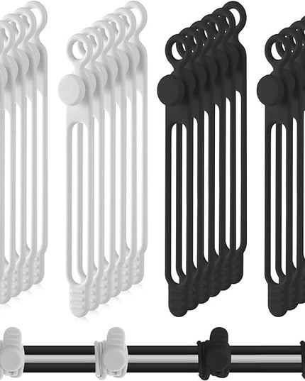 Nuanchu 40 Pcs Silicone Cable Ties Reusable Holder Adjustable Straps Multipurpose Charging Cable Organizer for Fastening Charging Cords Wires(4.17 Inch,Black, White)