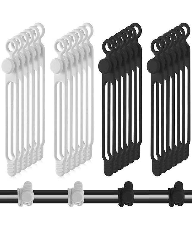 Nuanchu 40 Pcs Silicone Cable Ties Reusable Holder Adjustable Straps Multipurpose Charging Cable Organizer for Fastening Charging Cords Wires(4.17 Inch,Black, White)