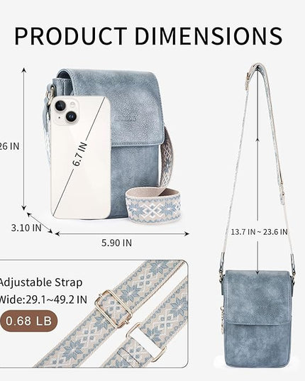 APHISON Small Crossbody Bags for Women Trendy, Leather Phone Wallet Purses Handbags Card Slots with Adjustable Guitar Strap