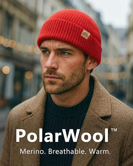TOP-EX PolarWool™ 100% Merino Wool Fisherman Beanie Hat | Soft Single Layer Warm Short Sailor Trawler Cap for Men Women