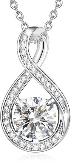 FANCIME Birthstone Necklaces for Women Fine Jewelry Sterling Silver Infinity Pendant Anniversary Birthday Gifts for Her Women Wife Mom Lady Daughter, Chain 16"+2" Extend