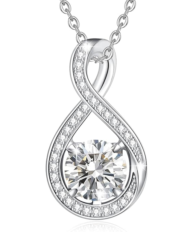 FANCIME Birthstone Necklaces for Women Fine Jewelry Sterling Silver Infinity Pendant Anniversary Birthday Gifts for Her Women Wife Mom Lady Daughter, Chain 16"+2" Extend