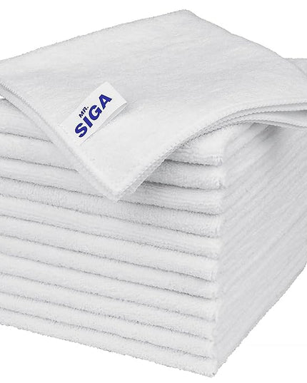 MR.SIGA Microfiber Cleaning Cloth, All-Purpose Microfiber Towels, Streak Free Cleaning Rags, Pack of 12, White, Size 32 x 32 cm(12.6 x 12.6 inch)