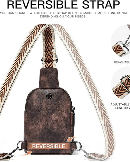 7L Sling Bag for Women Men Leather Small Sling Backpack Daypack Anti Theft Fanny Pack Crossbody Purse Travel