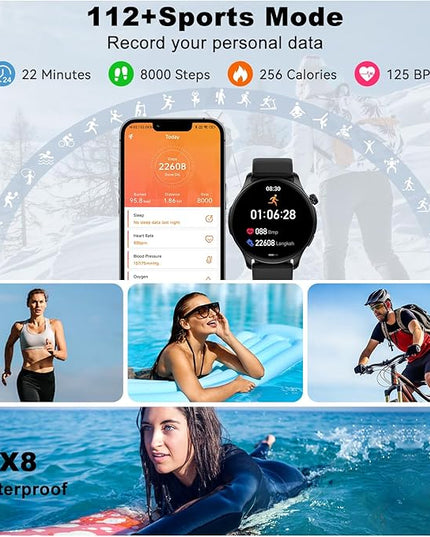 Smart Watch for Men Women Fitness: Waterproof Make Answer Call Digital Mens Watches Running Pedometer Step Tracker Smartwatch Android Phone iPhone Samsung Compatible Sleep SpO2 Heart Rate Monitor