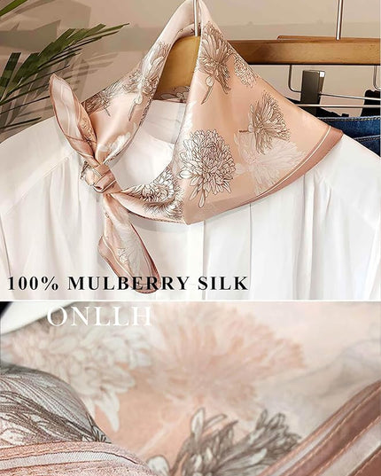 100% Mulberry Silk Scarf for Women Hair Lightweight Square Neckerchief Wrap For Head Scarves 21"
