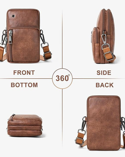 Bluome Small Crossbody Phone Purse for Women –PU Leather Crossbody Handbag Wallets Shoulder Travel Bag with Headphone Jack