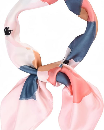MINIDORA Satin Scarves for Women 27.5 × 27.5 inches Medium Square Elegant Silk Feeling Head Scarf