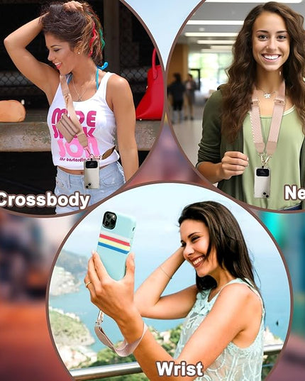 XANGNIER Clip and Go Strap for Phone with Wallet Crossbody, Phone Strap with Zippered Wallet, Adjustable Anti Theft Cellphone Lanyard for Women, Cellphone Chain Accessories,Multicolor 7