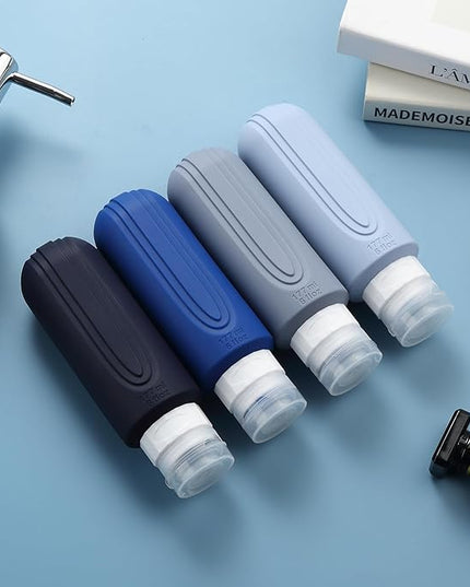 Travel Bottles for Toiletries, Large 6oz Oversize Containers, BPA Free Leak Proof Tubs Refillable Liquid Traveler Accessories with Toiletry Bag for Cometic Shampoo and Lotion Soap (4 Pack)