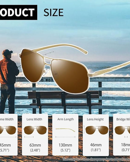 Joopin Polarized Metal Aviation Sunglasses Men, Classic Military Sun Glasses Women, Rectangle Shades UV400 Protection Costume