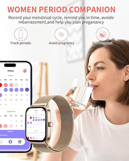 Smart Watch for Women(2 Bands), HD Fitness Tracker Screen with Call Function, IP68 Waterproof, 100+ Sport Modes, Blood Oxygen Monitor/Heart Rate/Sleep Monitor, iOS Android Compatible (IDW28-JS)