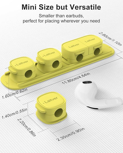 6 Pack Magnetic Cable Clips [1s Open/Lock], Laitver Cord Organizer Holder Strong Adhesive Desk Cable Management- Organize Charging Cords Neatly for Home, Office, Car,Desk, Nightstand-Emerald Green