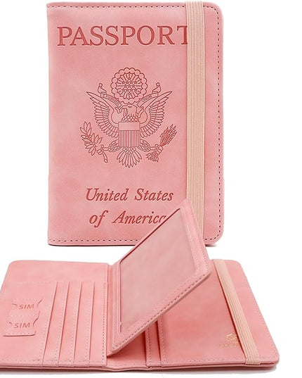 Melsbrinna Rfid Passport Holder for Travel women/Men, Cute Passport Wallet Rfid Blocking Card Slots, Rfid Passport Cover/CaseTravel Wallet, Passport Book Holder (1, Pink3)