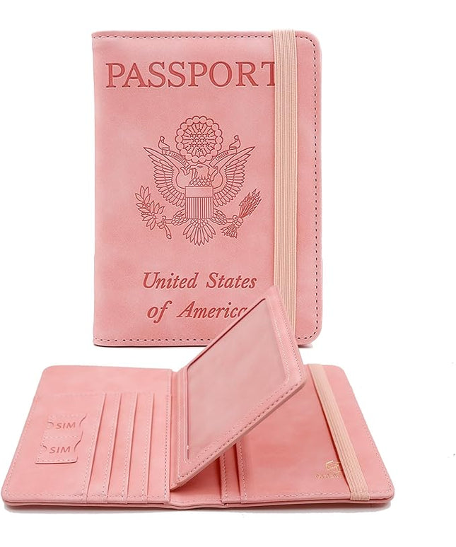 Melsbrinna Rfid Passport Holder for Travel women/Men, Cute Passport Wallet Rfid Blocking Card Slots, Rfid Passport Cover/CaseTravel Wallet, Passport Book Holder (1, Pink3)