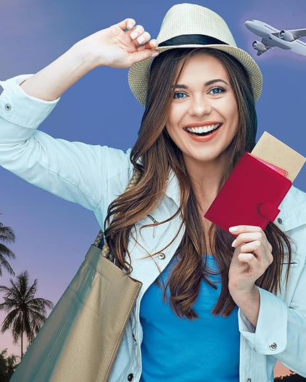 HOTCOOL Passport Holder Travel Essentials Airplane & Cruise Essentials Ship Leather Wallet Cover Case RFID Blocking Women & Men Vacation Travel Accessories Gifts Deals, Litchi - Hot Pink
