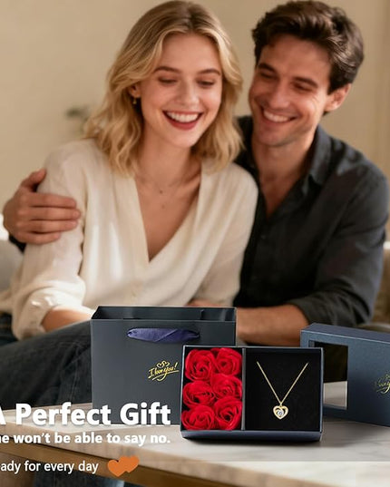 Promise Necklace for Her, 2CT Moissanite Infinity Heart Pendant for Women, Romantic I Choose You Gift to Girlfriend Wife from Boyfriend Husband, Ready to Gift Box Included, Gifts for Christmas Valentine's Day Birthday Anniversary