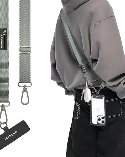 MAGEASY Universal Cell Phone Lanyard Crossbody - Anti-Theft Crossbody Phone Strap for iPhone 16 Pro Max & Most Smartphones, for Men & Women | 20mm (Misty Blue)