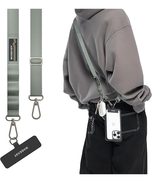 MAGEASY Universal Cell Phone Lanyard Crossbody - Anti-Theft Crossbody Phone Strap for iPhone 16 Pro Max & Most Smartphones, for Men & Women | 20mm (Misty Blue)