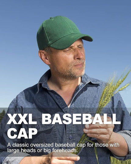 Zylioo XL XXL Oversize Baseball Cap, 100% Cotton Adjustable Dad Hat for Big Heads 23.5"-25.5", Soft Crown Large Size Cap