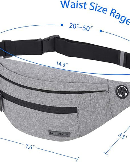 MAXTOP Large Crossbody Fanny Pack with 4-Zipper Pockets,Gifts for Enjoy Sports Festival Workout Traveling Running Casual Hands-Free Wallets Waist Pack Phone Bag Carrying All Phones