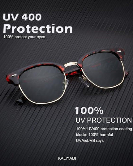 KALIYADI Polarized Sunglasses for Men and Women Semi-Rimless Frame Driving Sun glasses UV Blocking