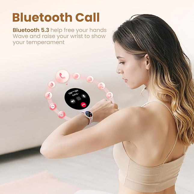 KEEPONFIT Smart Watch for Women, with Ai Voice Built in/IP68 Waterproof/Heart Rate/SpO2 Monitor/100 Sports Model Fitness Watch for Android and iPhone
