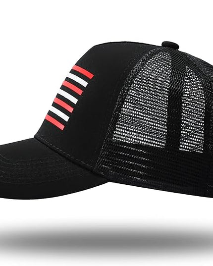 American Flag Trucker Hat - Snapback Hat, Baseball Cap for Men Women - Breathable Mesh Side, Adjustable Fit - for Casual Wear