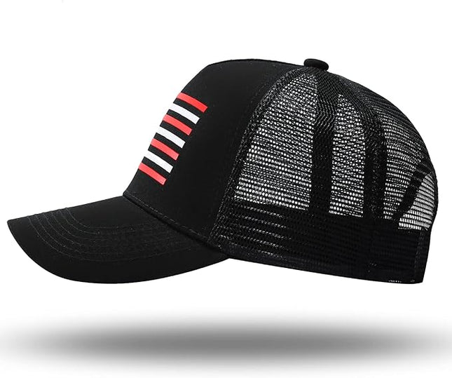 American Flag Trucker Hat - Snapback Hat, Baseball Cap for Men Women - Breathable Mesh Side, Adjustable Fit - for Casual Wear