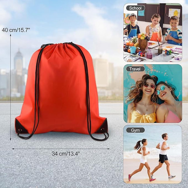KUUQA 20Pcs Drawstring Backpack Bag Bulk Red Drawstring Bags String Backpack Sport Gym Sack Bags Foldable Storage Bag for Women Men Shopping Gym Travel Sports