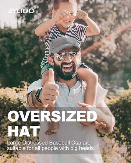 Zylioo XL XXL Oversize Baseball Cap, 100% Cotton Adjustable Dad Hat for Big Heads 23.5"-25.5", Soft Crown Large Size Cap