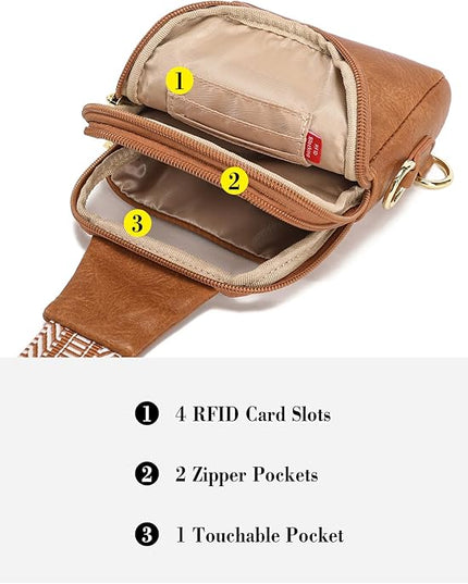 INICAT Sling Bag for Women Touchscreen Small Crossbody Cell Phone Purse Fanny Pack
