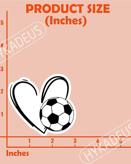 (3Pcs) Soccer Stickers Waterproof Vinyl Soccer Heart Decals for Water Bottle, Tumbler, Laptop, Phone Case, Scrapbooking, Team Players, Coach, 3" x 2.8"