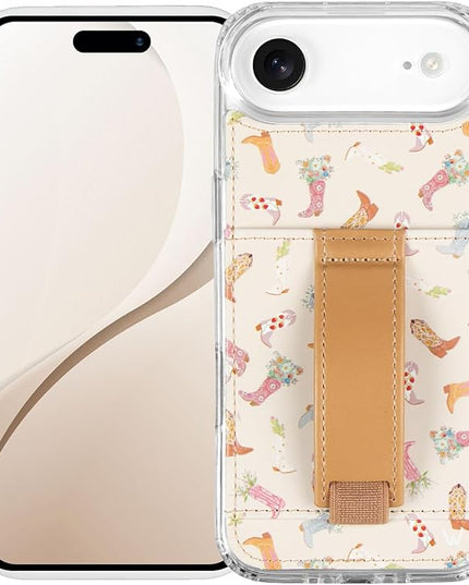 Walli Cases for iPhone 17 Air Case Aesthetic Wallet Phone Case Card Holder, Securely Holds up to 2 Cards - Cute, Trendy Phone Cover for Women, fits iPhone 17 Air, with Kickstand & Finger Strap