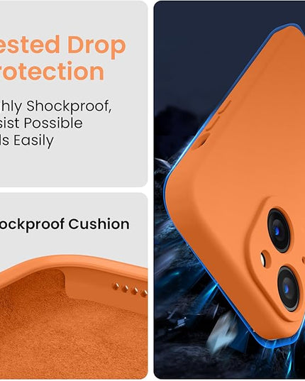 FireNova Designed for iPhone 14 Case, Silicone Upgraded [Camera Protection] Phone Case with [2 Screen Protectors], Soft Anti-Scratch Microfiber Lining Inside, 6.1 inch, Kumquat