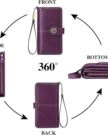 SENDEFN Wallets for Women Leather Credit Card Holder with RFID Blocking Large Capacity Wristlet | with RFID Blocking, Large Capacity, Wristlet, with RFID Blocking, Large Capacity, Wristlet