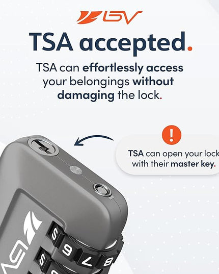TSA Accepted Luggage Travel Lock, Set-Your-Own Combination Lock for School Gym Locker, Luggage Suitcase Baggage Locks, Filing Cabinets, Toolbox, Case (Slate Gray, 4 Pack)