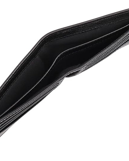 BOTANNER Genuine Leather Bifold Mens Slim Wallet RFID Blocking with 8 Credit Card Slots 2 Sections for Bills 2 Additional Slots | For Him (Black)