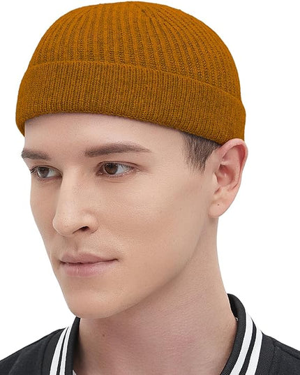 Fisherman Beanie Hats for Men Women,Wool Knit Trawler Skull Cap,Watch Cap,Spring Fall Winter Warm Short Hats