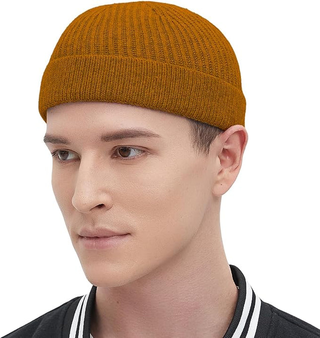 Fisherman Beanie Hats for Men Women,Wool Knit Trawler Skull Cap,Watch Cap,Spring Fall Winter Warm Short Hats