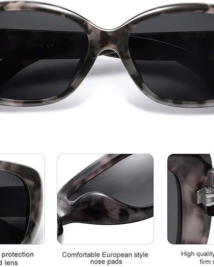 SOJOS Vintage Square Sunglasses for Women Polarized UV Protection Havana Frame SJ2111
