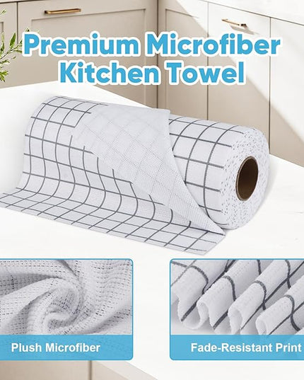 AIDEA Microfiber Cleaning Cloth Roll, 50PK, Microfiber Kitchen Towels, Reusable Paper Towels Tear Away Cloth, Lint Free Rags for House, Window, Cleaning Supplies 11.5"×11.5"