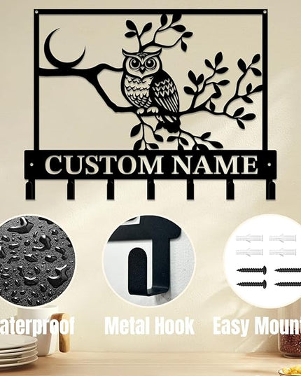 Personalized Custom Name Birds of Trees Wall Key Hooks,Metal Birds of Trees Art Clothes Hooks,Metal Birds of Trees Wall Home Storage Decorative,For Front Door, Hallway, Kitchen, Bedroom (Style I)