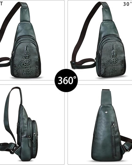Genuine Leather Silng Bag for Women and Men Real Leather Sling Backpack Chest Purse Shoulder Crossbody Bag