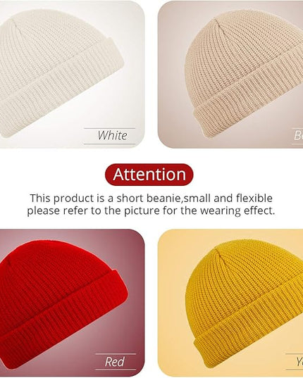 SATINIOR 4 Pieces Trawler Beanie Watch Hat Roll up Edge Skullcap Fisherman Beanie Unisex